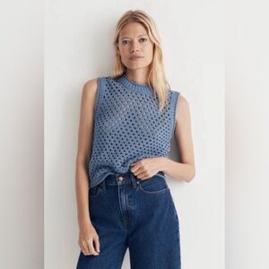 Madewell Sweater Vest | Size XXS | Blue Knit | Sleeveless | Textured Layer